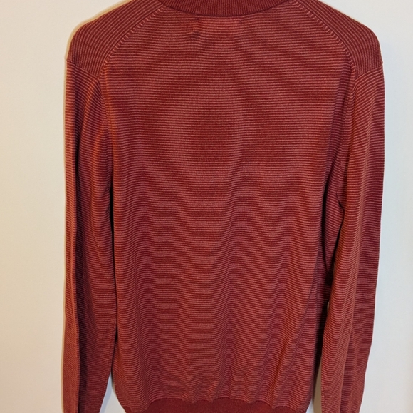 Vineyard Vines Cashmere Blend Thaxter Quarter Zip Striped Rust Color Sweater - Picture 7 of 8